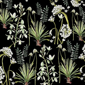 Floral Tablecloth Cotton - Greenery On Black from Urbankissed