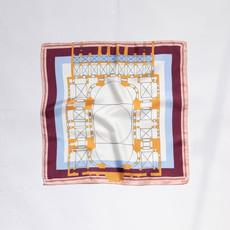 Silk Scarf - Wine Red, Orange & Light Blue - Hegia Sophia via Urbankissed