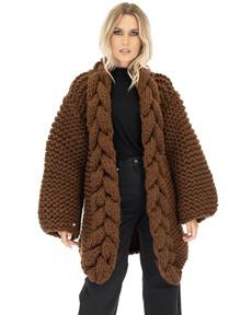 Cable Knitted Coat - Brown van Urbankissed