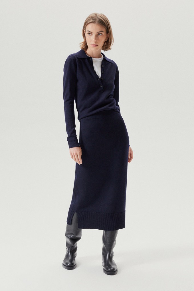 The Merino Wool Pencil Skirt - Oxford Blue from Urbankissed