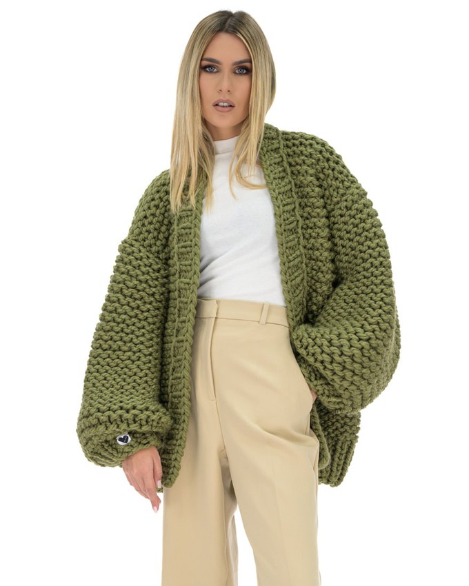 Classic Chunky Cardigan - Khaki from Urbankissed