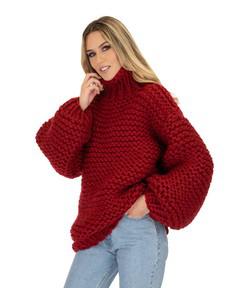 Turtle Neck Sweater - Red van Urbankissed