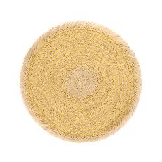Woven Natural Straw Gold Circular Placemats with Trimming van Urbankissed