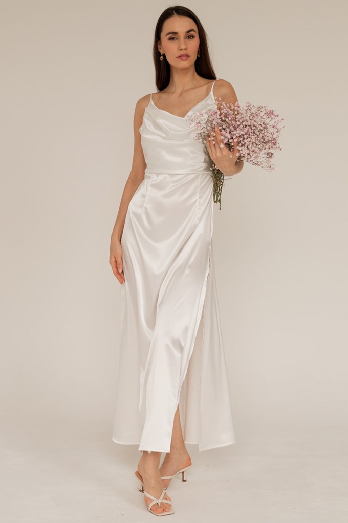 Satin Slip Dress Maxi - White from Urbankissed