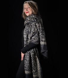 Nakshi Kantha omslagdoek wilde zijde donkerblauw via Via India