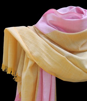 Sjaal biokatoen roze-geel from Via India