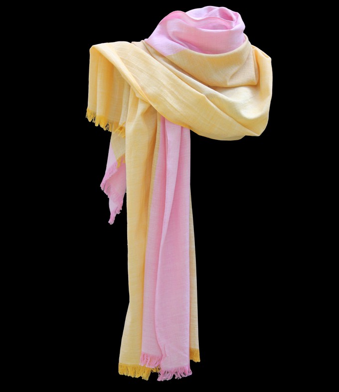 Sjaal biokatoen roze-geel from Via India