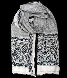 Nakshi Kantha sjaal Fluwelig Zwart via Via India