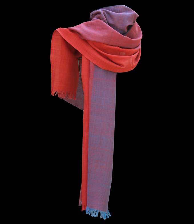 Sjaal biokatoen rood ombré from Via India
