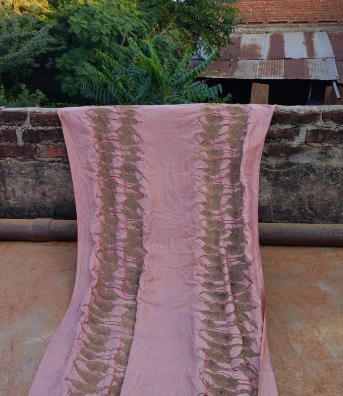 Zijden sjaal indigo handmatig bedrukt from Via India