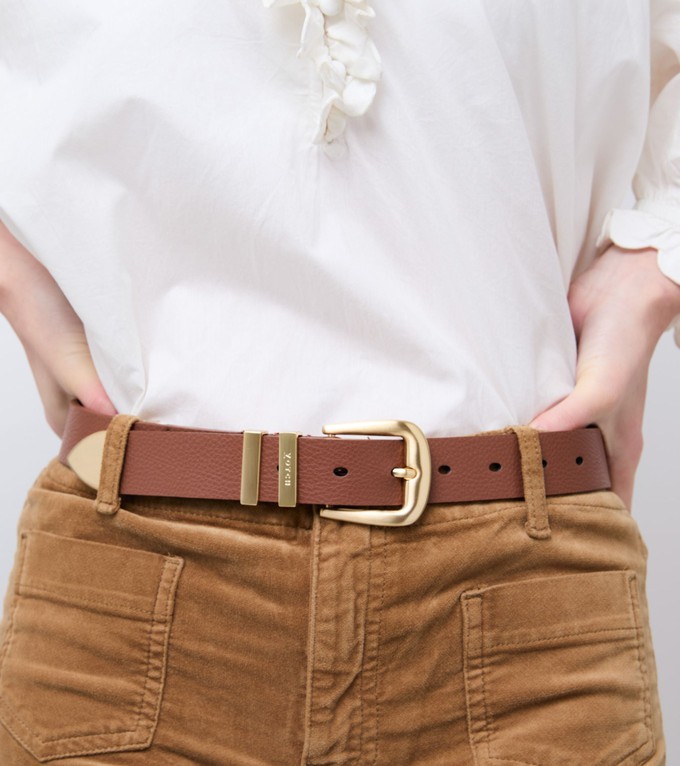 Daisy Vegan Bio-Based Bamboo Western belt in brown from Votch