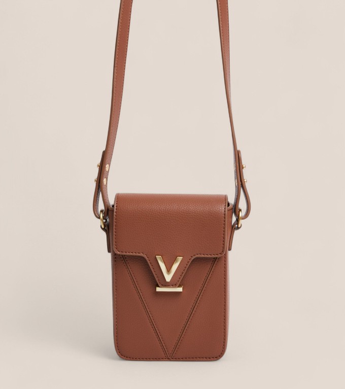 Luna Compact Vegan Bio-Based Bamboo Phone Bag in Brown from Votch