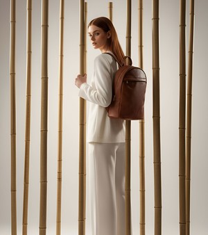 Laurie Vegan Bio-Based Bamboo Leather Backpack in Brown from Votch