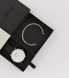 Silver Bangle with Silver & Black Classic Watch via Votch