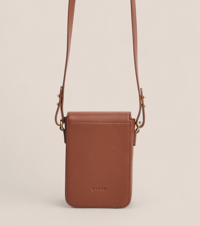 Luna Compact Vegan Bio-Based Bamboo Phone Bag in Brown from Votch