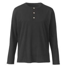 Shirt met lange mouw van bio-katoen met knoopsluiting, zwart via Waschbär