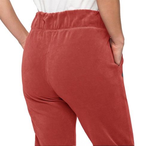 Nicki-velours broek van bio-katoen met elastische tailleband, klei from Waschbär