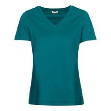 T-shirt met V-hals van bio-katoen, atlantisch blauw via Waschbär