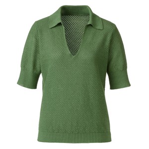 Ajour-Poloshirt aus Leinen und Lyocell, rosmarin from Waschbär