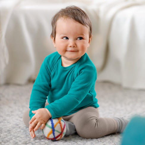 Baby-ribshirt met lange mouwen, bes from Waschbär