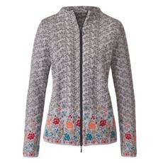 Jacquard-gebreide jas van bio-merinowol en vulkaankraag, grijs-motief via Waschbär