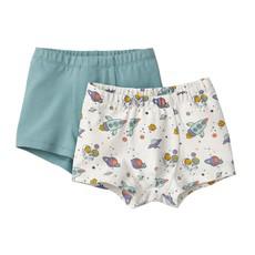 Boxershorts van bio-katoen met elastaan, set van 2, natuurwit-motief/waterblauw via Waschbär