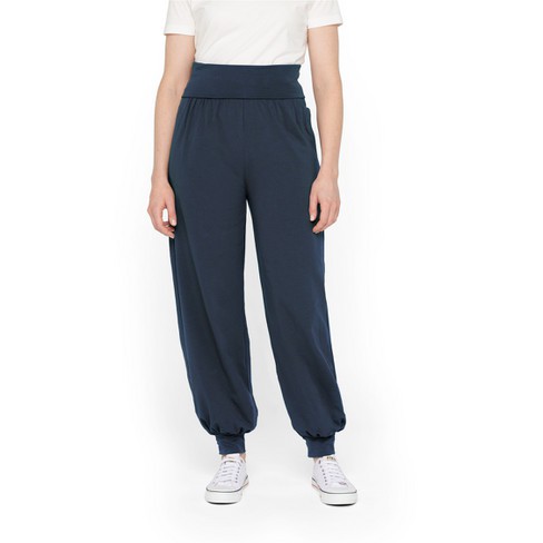 Broek met omgeslagen tailleband van bio-katoen, marine from Waschbär