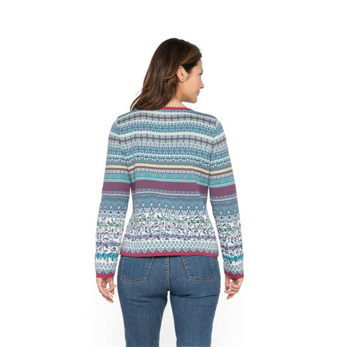 Jacquard pullover van bio-katoen, blauw-motief from Waschbär