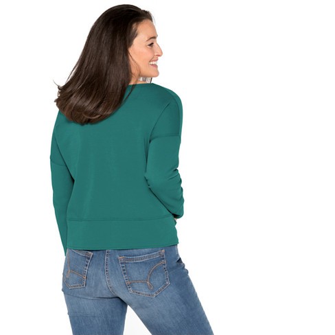 Sweater van bio-katoen met boothals, groen from Waschbär