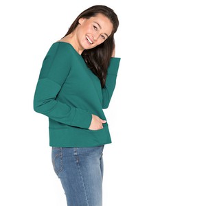 Sweater van bio-katoen met boothals, groen from Waschbär
