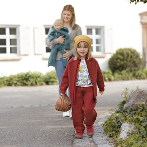Walkstof broek van bio-scheerwol, rood from Waschbär