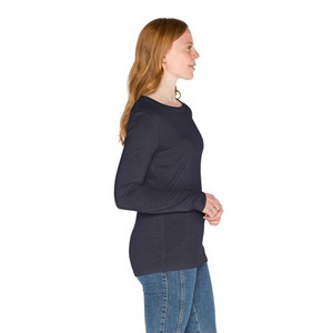 Shirt met lange mouwen van bio-scheerwol met bio-zijde, nachtblauw from Waschbär