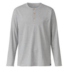 Shirt met lange mouw van bio-katoen met knoopsluiting, grijs van Waschbär
