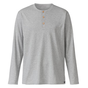 Shirt met lange mouw van bio-katoen met knoopsluiting, grijs from Waschbär