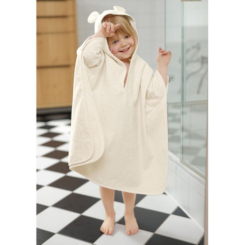 Badstof poncho met capuchon van bio-katoen, roze from Waschbär