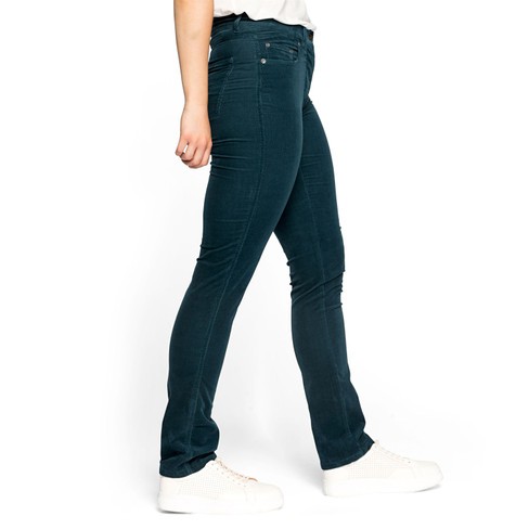 Corduroy broek PAULA van fijne rib van bio-katoen, petrol from Waschbär