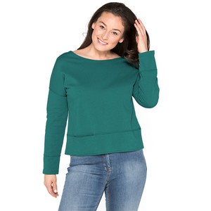 Sweater van bio-katoen met boothals, groen from Waschbär