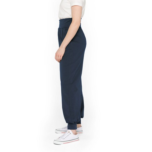 Broek met omgeslagen tailleband van bio-katoen, marine from Waschbär