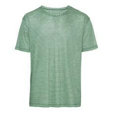 Linnen jersey T-shirt met ronde hals, taxus-gestreept via Waschbär