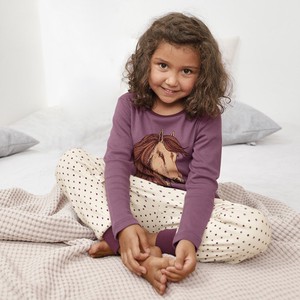 Pyjama met paarden van bio-katoen, mauve from Waschbär