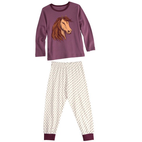 Pyjama met paarden van bio-katoen, mauve from Waschbär