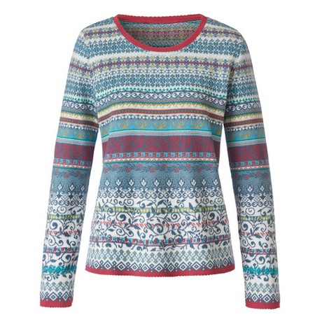 Jacquard pullover van bio-katoen, blauw-motief from Waschbär