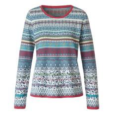 Jacquard pullover van bio-katoen, blauw-motief via Waschbär