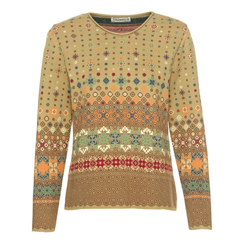 Jacquard pullover van bio-katoen, saffraan-motief from Waschbär