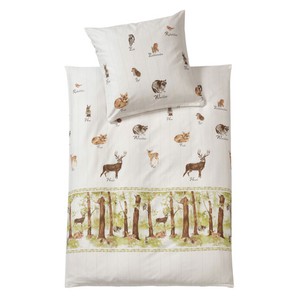 Flanellen kinder-beddengoedset 'bosdieren' van bio-katoen, 2-dlg, natuur-meerkleurig from Waschbär