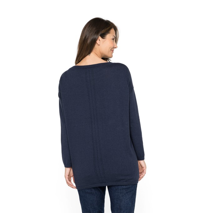 Longpullover aus Bio-Merinowolle und Bio-Baumwolle, nachtblau from Waschbär