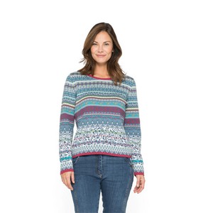 Jacquard pullover van bio-katoen, blauw-motief from Waschbär