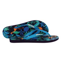 100% Natural Rubber Flip Flop – Tropical Print Black & Turquoise from Waves Flip Flops