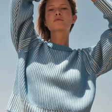 Grofgebreide Sweater | Lanius | Blauw Wit via WhatTheF