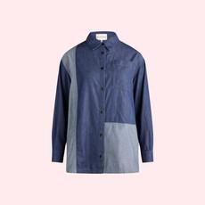Denim Shirt Dua | Blanche | Blauw van WhatTheF